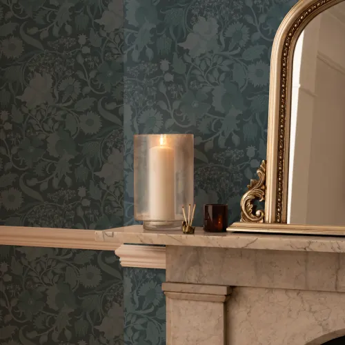 Teal Heritage Thistle Floral Wallpaper