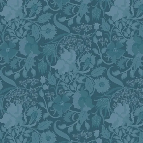 Teal Heritage Thistle Floral Wallpaper