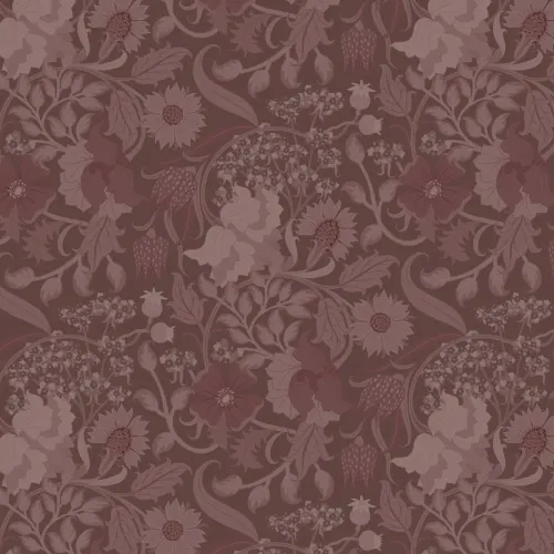 Papel pintado Floral de cardo Ciruela antiguo