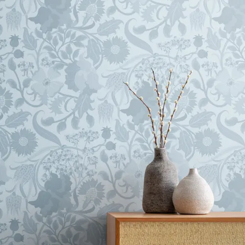 Blue Heritage Thistle Floral Wallpaper