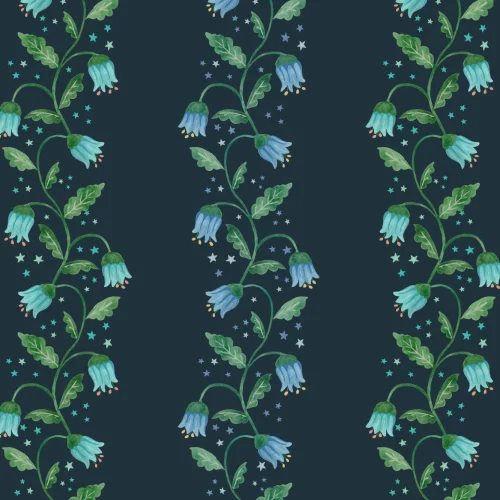 Albastru închis cu dungi ondulate Zambilă Wallpaper