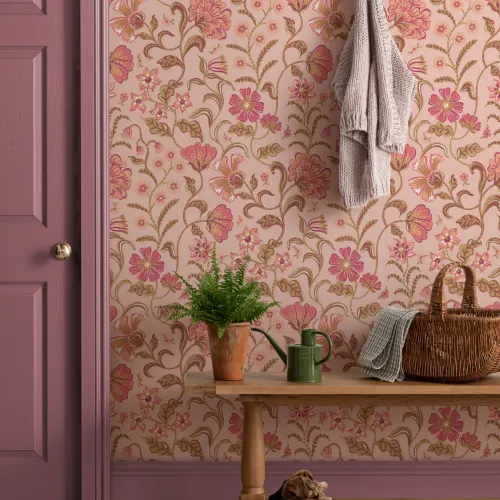 Pink Vintage Floral Wallpaper