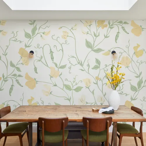 Yellow Sweet Pea Floral & Vines Mural