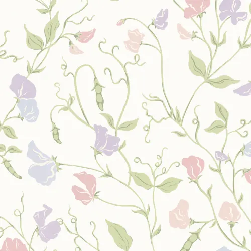 Multi Sweet Pea Floral & Vines Mural