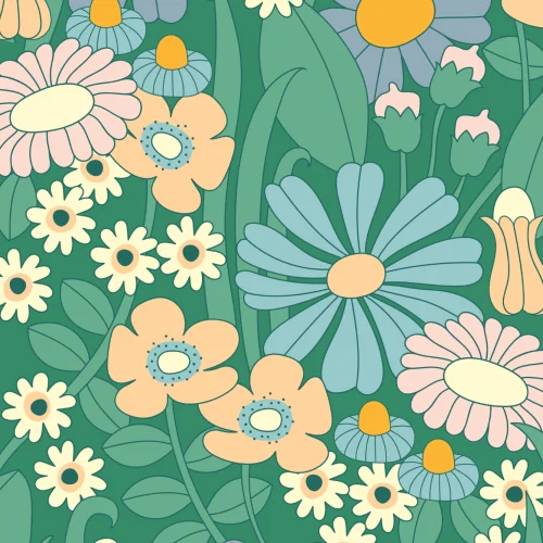 Elizabeth Olwen Groovy Meadow Green veggmaleri
