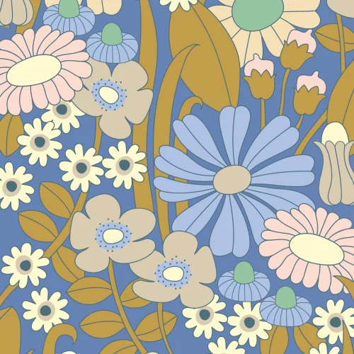 Elizabeth Olwen Groovy Meadow Blue Mural