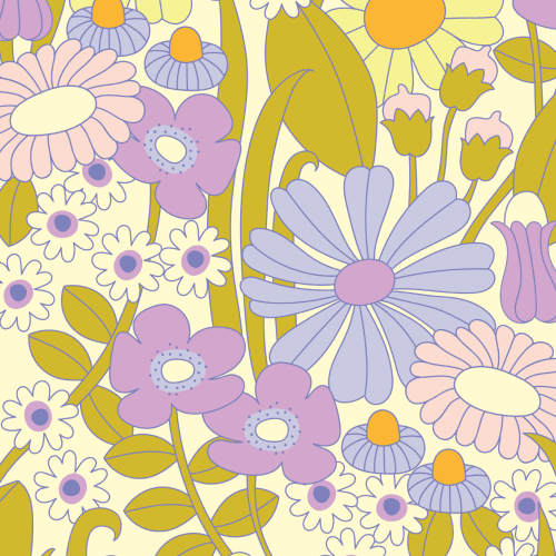 Elizabeth Olwen Groovy Weide Paarse Muurschildering