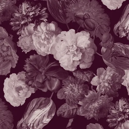 Plum Painted Large Scale Floral Mural
