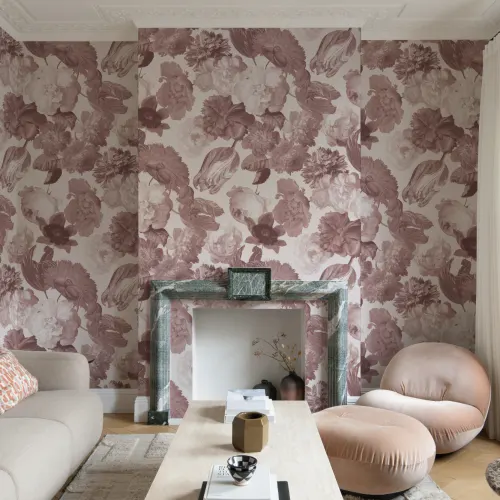 Pink Painted Large Scale Floral Mural