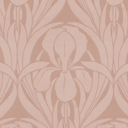 Vaaleanpunainen Art Deco Wood Block Iris seinämaalaus
