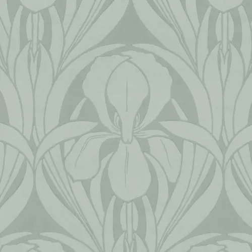 Vihreä Art Deco Wood Block Iris seinämaalaus