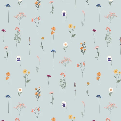 Papel pintado Flor prensada azul
