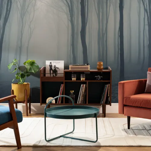 Mural Papel Pintado Bosque con Niebla Gris