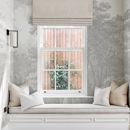 Light Gray Tree Forest Etching Wallpaper Mural