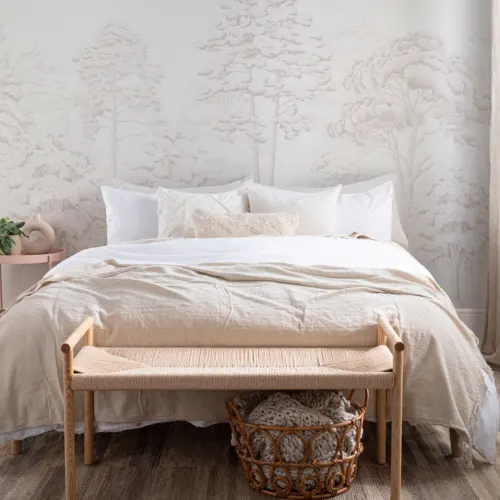 Pink Illustrated Forest Wallpaper Mural