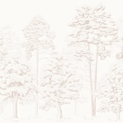 Pink Illustrated Forest Wallpaper Mural