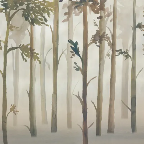 Painted Watercolor Forest Wallpaper Mural