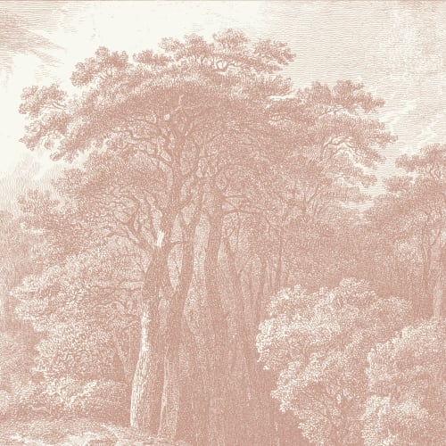 Pink Vintage Forest Wallpaper Mural