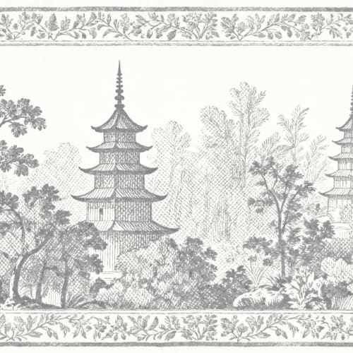 Grå orientalsk pagode scene natur fototapet tapet fototapet