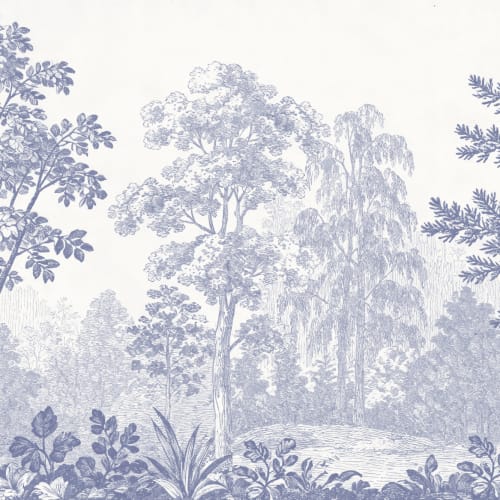 Blå vintage skov natur fototapet til rolige rum