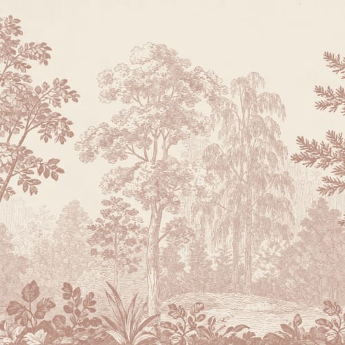 Warm Sepia Botanical Woodland Scene Wall Mural