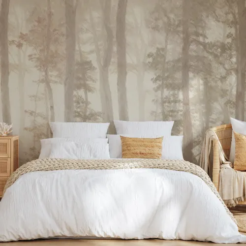 Neutral Forest Serenity Nature Mural With Soft Tones