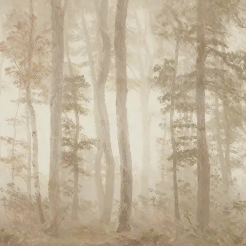 Neutral Forest Serenity Nature Mural With Soft Tones