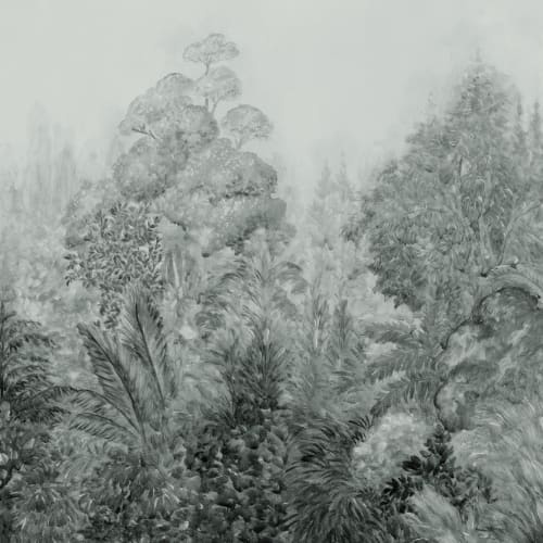 Grå botanisk jungleatmosfære fototapet