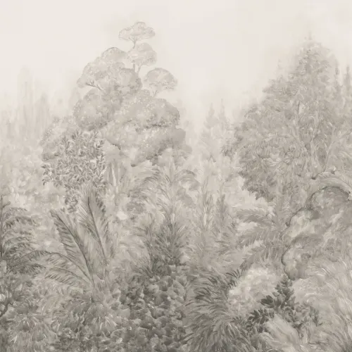 Beige Misty Grove botanisk natur fototapet