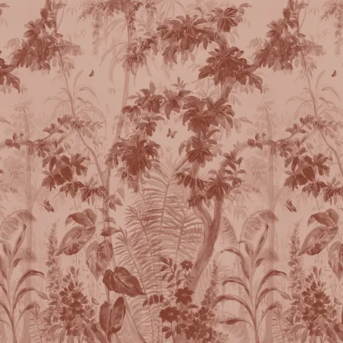 Mural de Papel de Parede Botânico Terracotta Jungle Escape