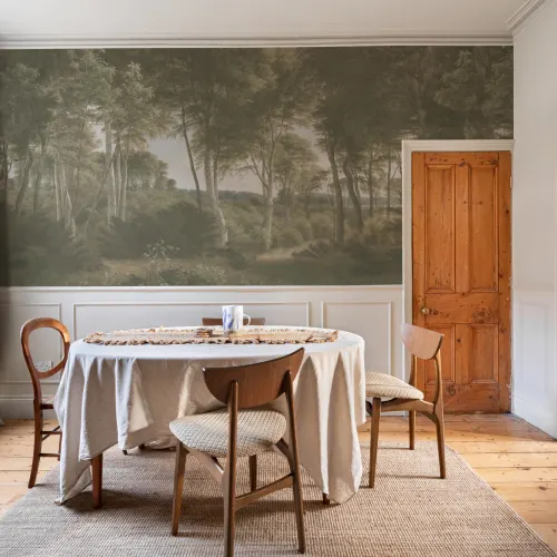 Light Green Forest Landscape Painting Mural