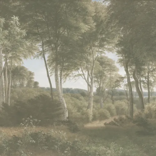 Light Green Forest Landscape Painting Mural