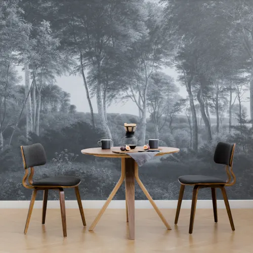 Blue Forest Landscape Painting Mural