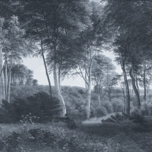 Blue Forest Landscape Painting Mural