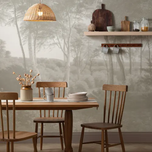 Neutral Forest Landscape Painting Mural