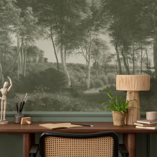 Green Forest Landscape Painting Mural