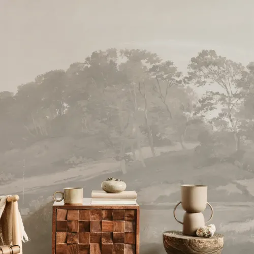 Neutral Danish Hills Landscape Painting Mural