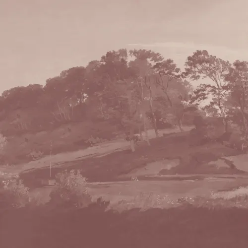 Pink Danish Hills Landscape Painting Mural
