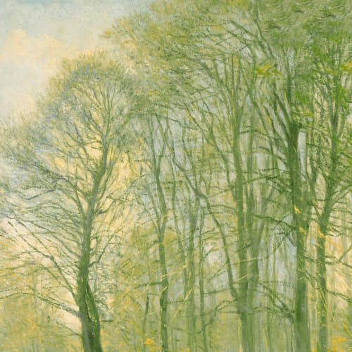 Carta da parati della foresta dipinta a mano verde
