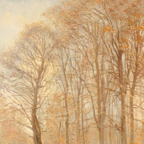 Orange Loosely Painted Forest Mural