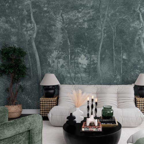 Blue Wild Woodland Oil Painting Mural
