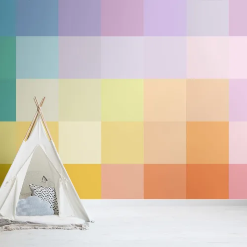 Large Multi-Colored Squares Pixel Style Wallpaper Mural