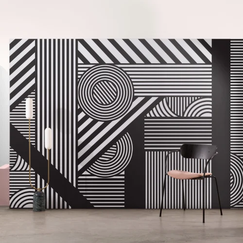Oriz Geometric Black & White Wallpaper Mural
