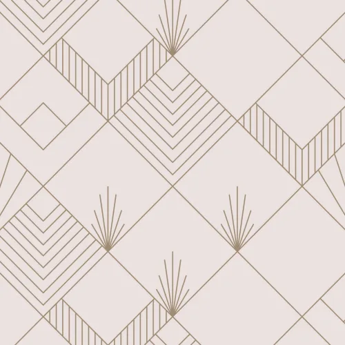 Carta da Parati Rosa e Oro Art Déco con Rombi e Linee
