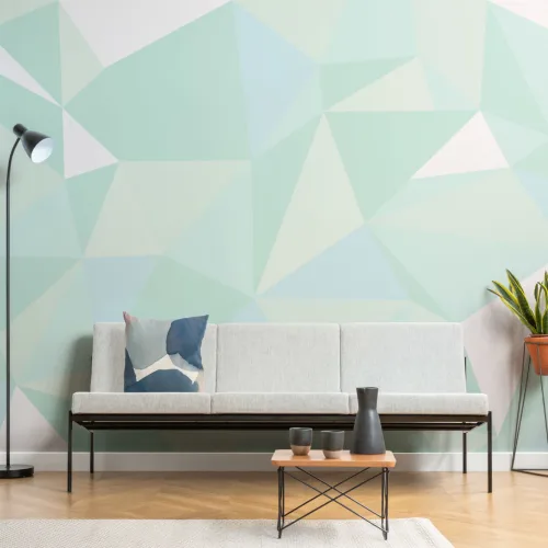 Mint Green Geometric Wallpaper Mural