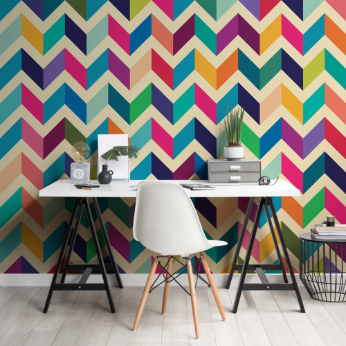 Multi-Colored Zig Zag Pattern Wallpaper Mural