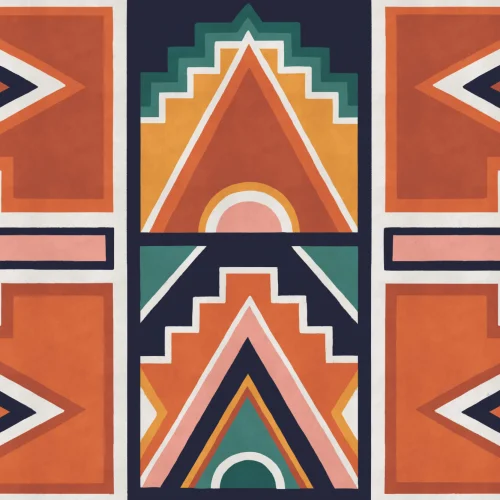 Orange & Blue Ndebele Print African Style Wallpaper Mural