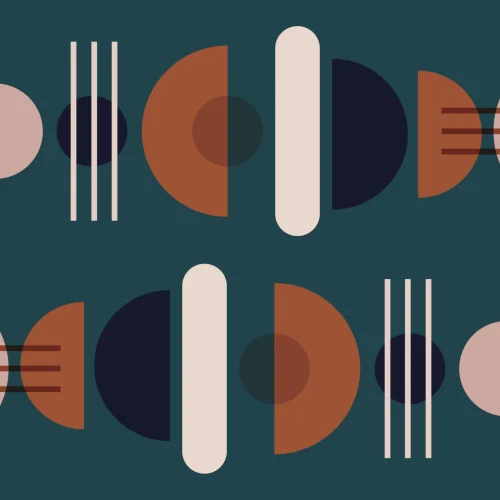 Green & Neutral Mid Century Modern Geometric Wallpaper Mural