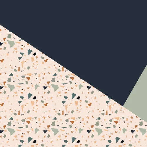 Carta da Parati Forme Geometriche in Blu Verde e Motivo Terrazzo alla Veneziana