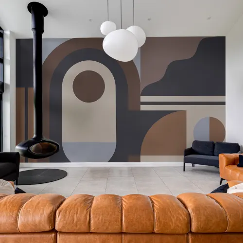 Multicolor Bold Mid-Century Modern Geometric Mural
